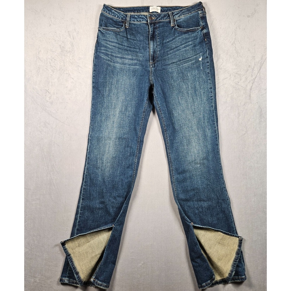 Oliver Logan Jeans Womens 33 The Russel Flare Blue Denim Split‎ Hem Distressed